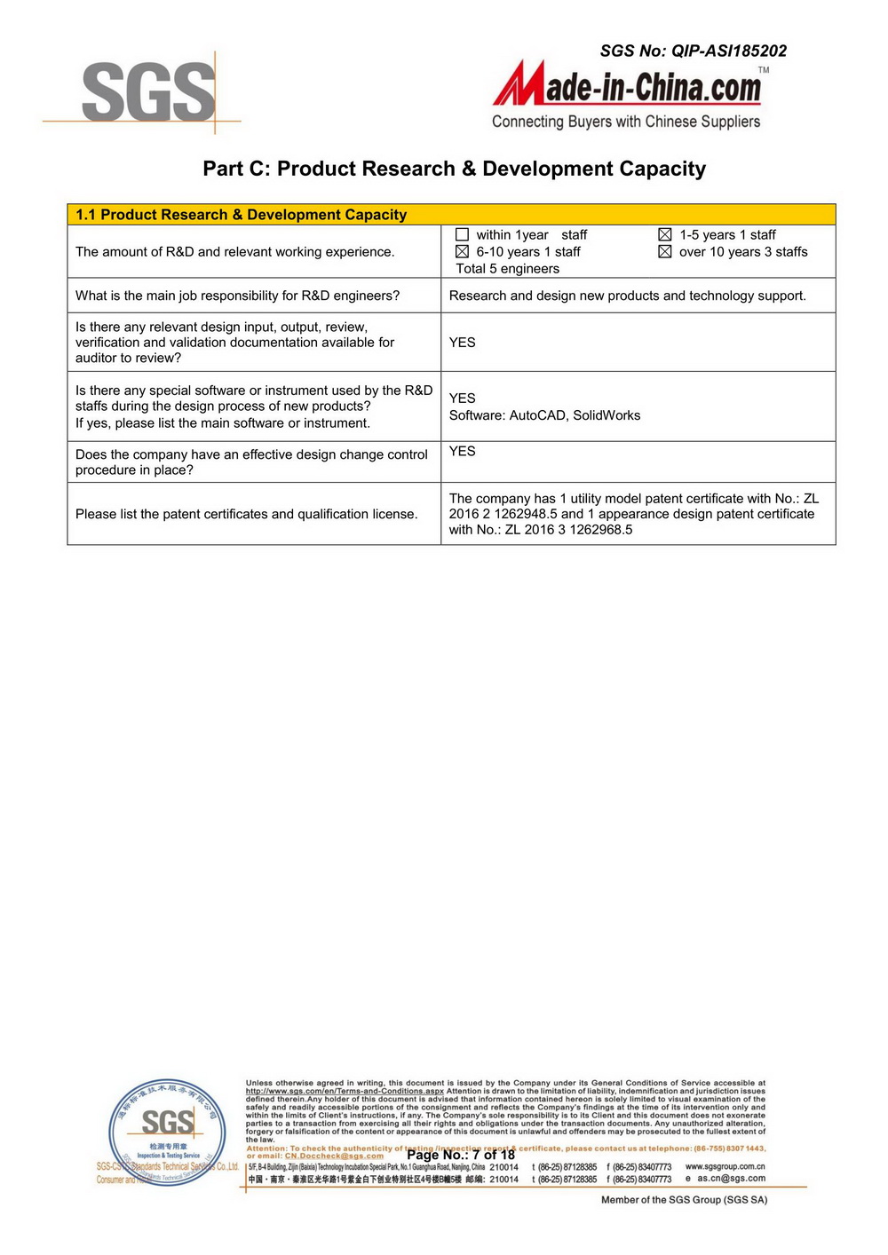 Shandong Dacheng Machinery Technology Co., Ltd. commissioned SGS to conduct company audit