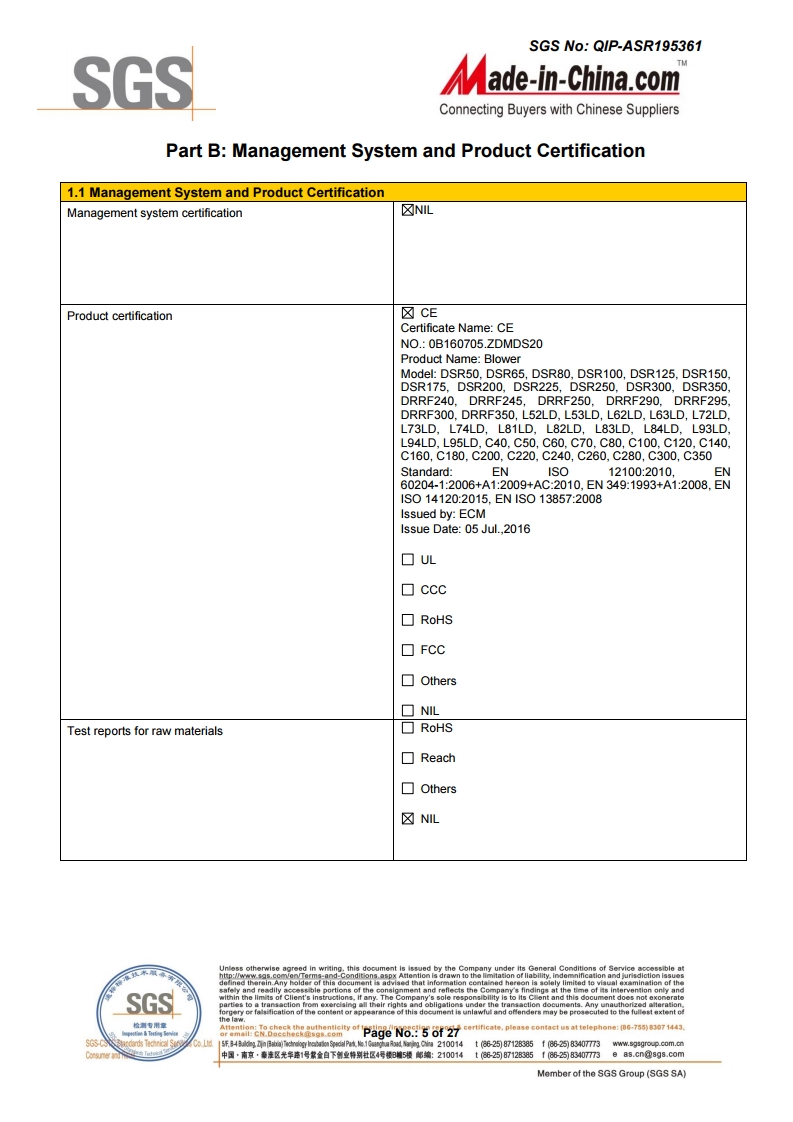 2019 SGS Audited Supplier Verification report
